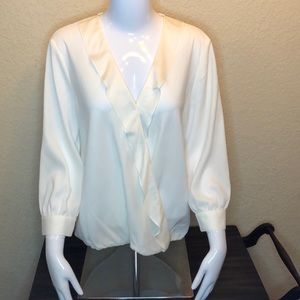 Ann Taylor White Long Sleeve Blouse Size M